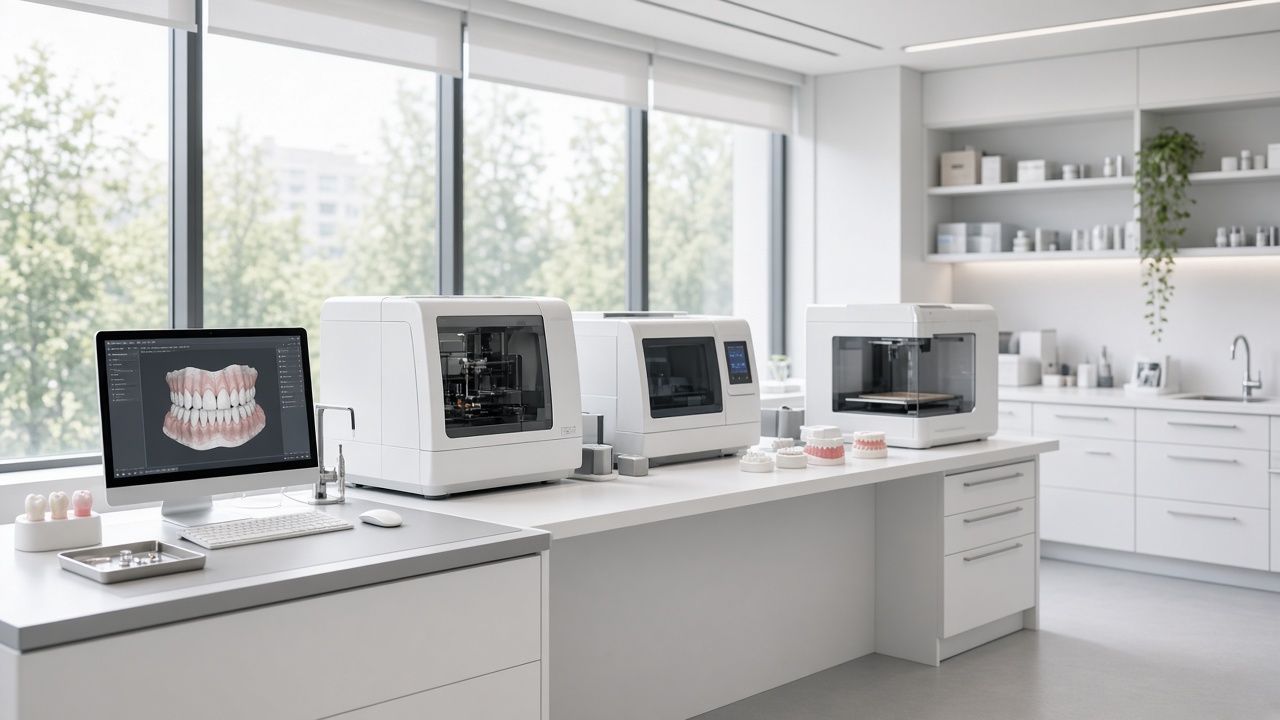 Placeholder: bright modern dental laboratory