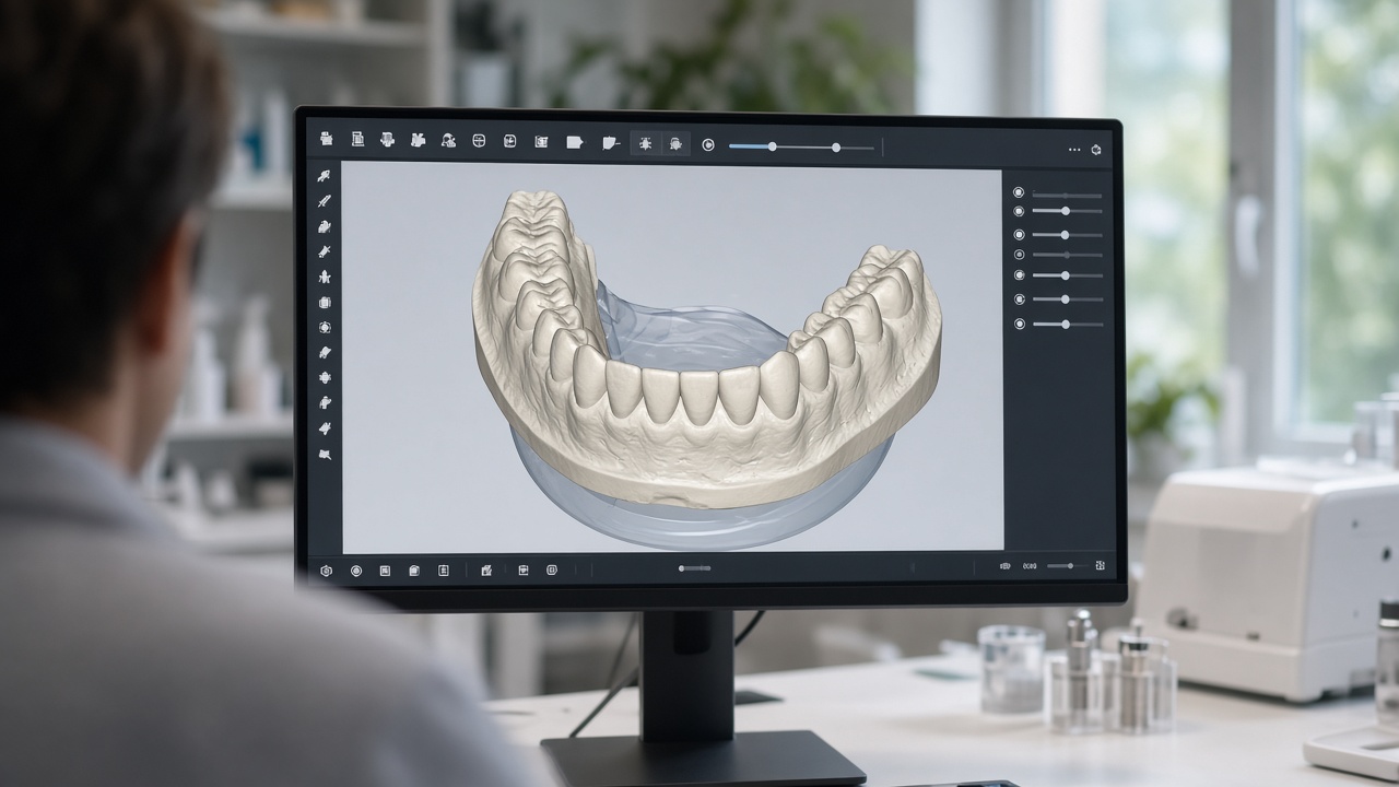 Placeholder: technician designing an arch on a CAD screen