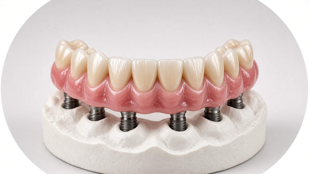 Placeholder: full-arch prosthesis on a model